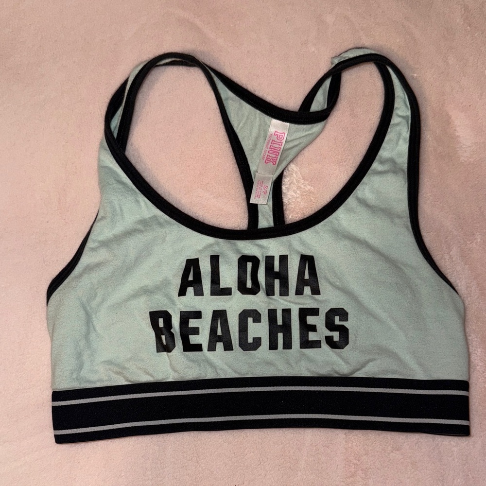 PINK Victoria's Secret Mint and Black Sports Bra
